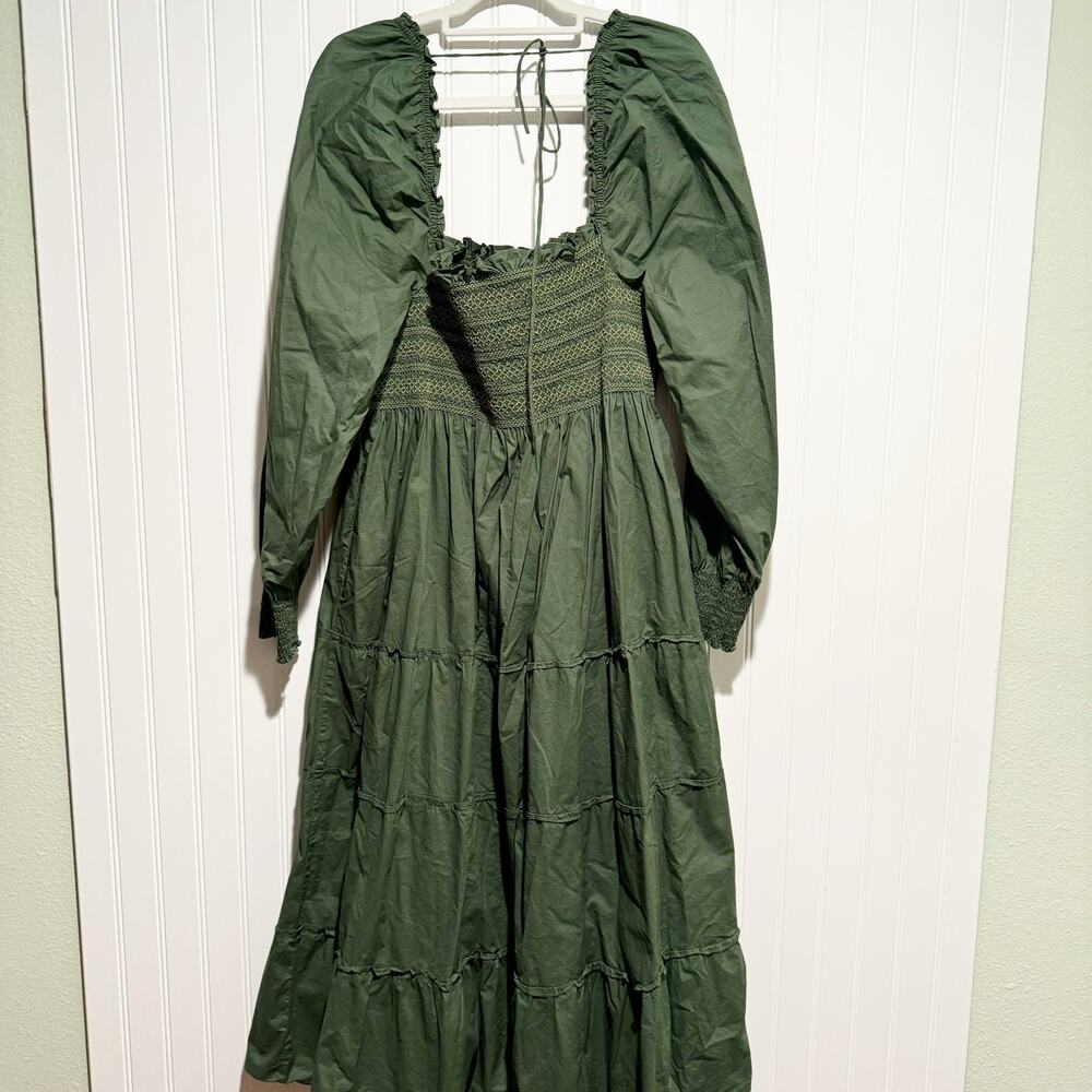 Hill House Naomi Nap Dress Leaf Green Smocked Bodice Square Neckline XXL - Picture 8 of 8